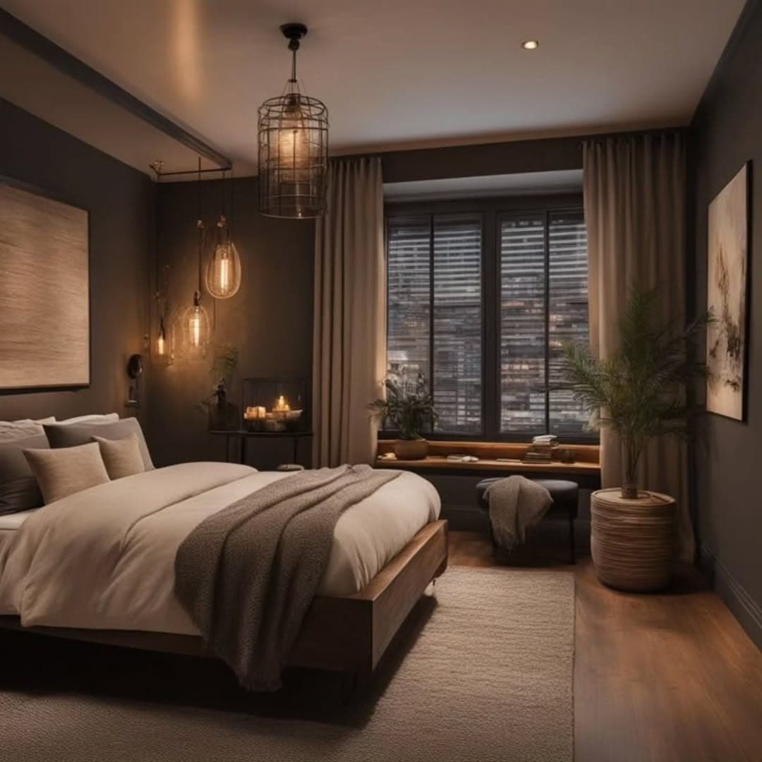 Cozy Industrial Chic Bedroom Retreat