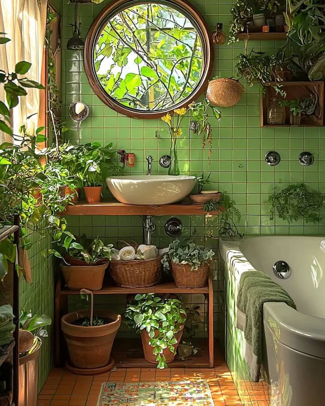 Lush Indoor Jungle Bathroom Oasis